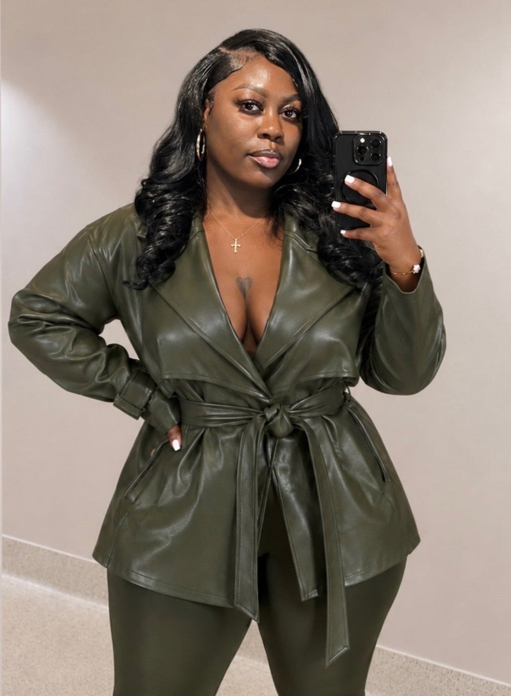 OLIVE LUXE TRENCH JACKET
