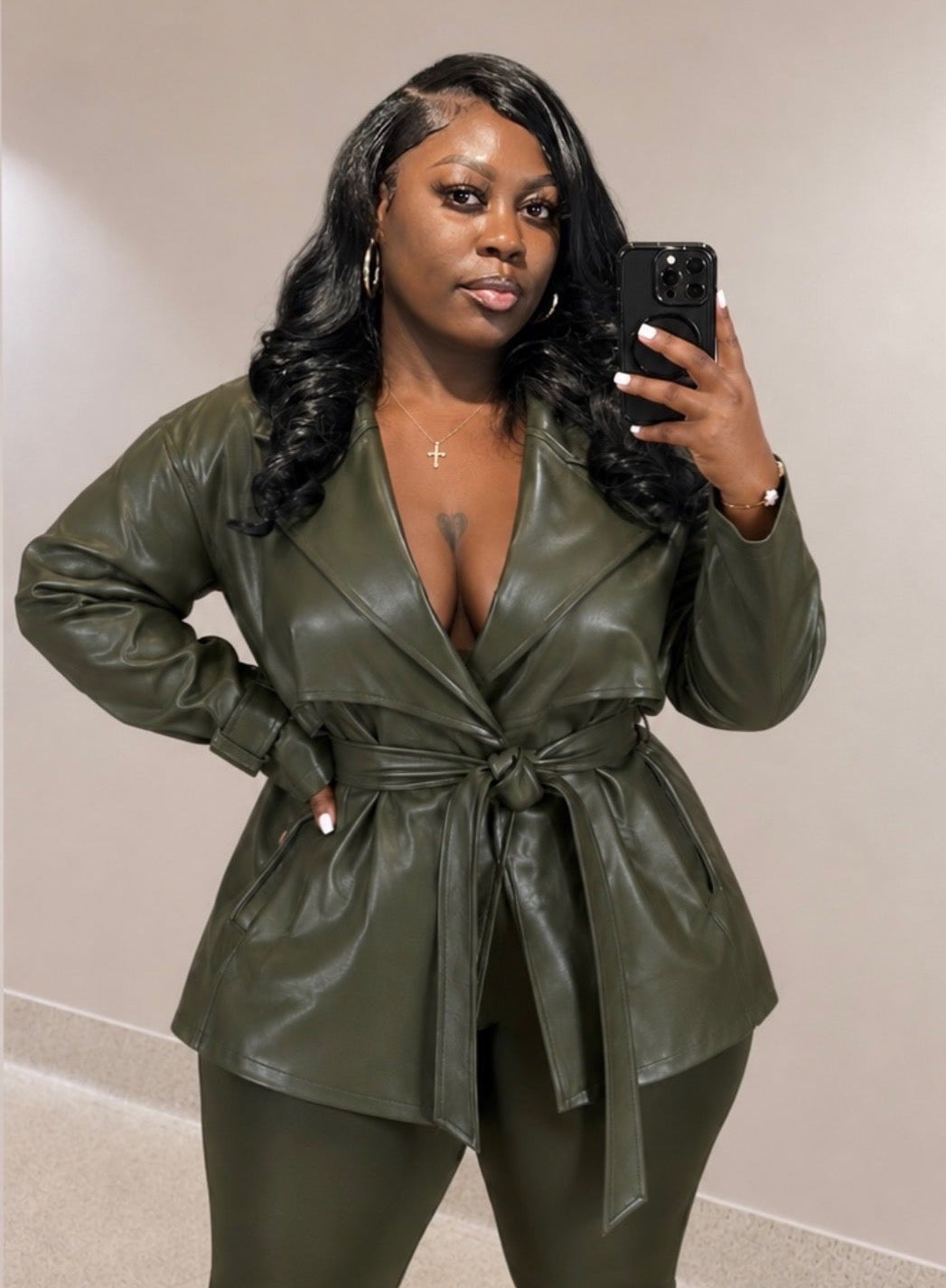 OLIVE LUXE TRENCH JACKET